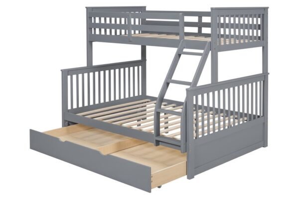 bb23-1_orig.jpeg BB23 Twin/Full Bunk Bed w/Twin Trundle Gray