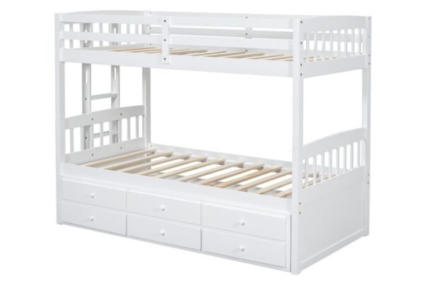 bb41-3_orig.jpeg BB41 TWIN/TWIN Bunk Bed w/Twin Trundle + 3 Drawers White