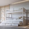 BB41 TWIN/TWIN Bunk Bed w/Twin Trundle + 3 Drawers White