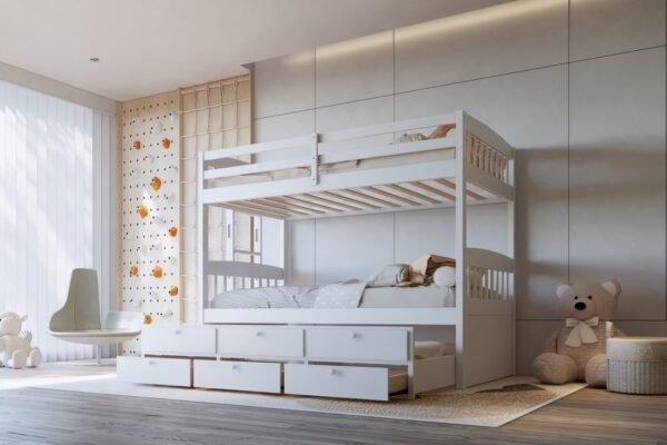 bb41_orig.jpeg BB41 TWIN/TWIN Bunk Bed w/Twin Trundle + 3 Drawers White