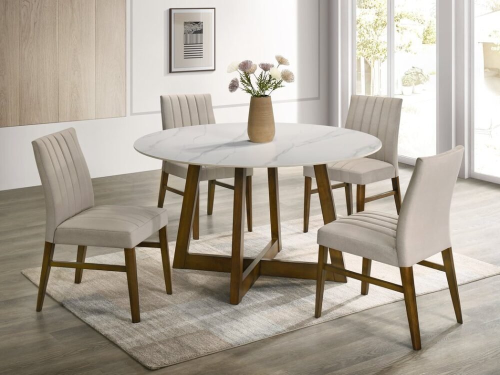 ENZO20 Dark Oak Dining Table + 4 Chair Set