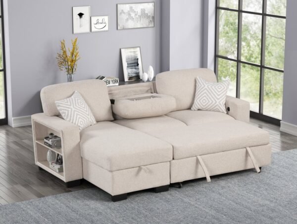 pacific-beige-6_orig.jpg Pacific Beige Reversible Sectional With Pull-Out Bed