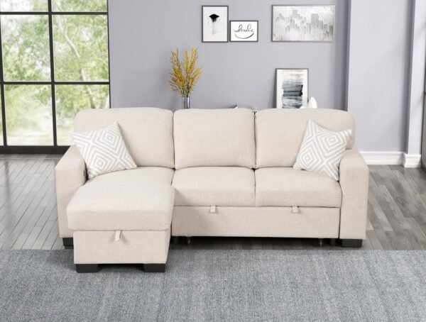 pacific-beige_orig.jpg Pacific Beige Reversible Sectional With Pull-Out Bed